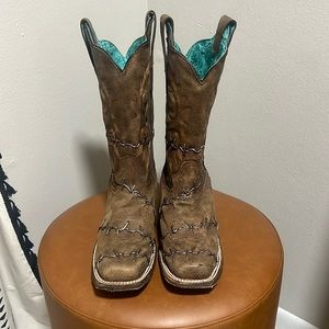 Corral Square Toe Barbed Wire Boots